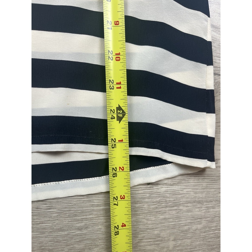 Vintage Blouse Top Emporio By Oleg Cassini 100% Silk Striped 80's Pocket - Picture 9 of 14